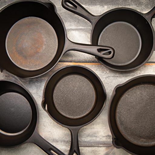 A collection of cast iron skillets in various sizes, showcasing their versatility.